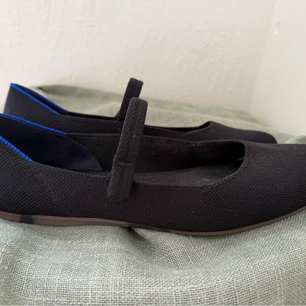 Rothy's Black Flats with Blue Accents